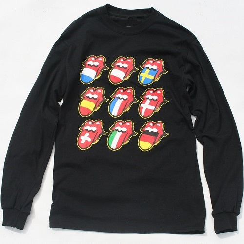 ザ・ローリング・ストーンズ / The Rolling Stones No Filter Tongue Flags LS Tee【Tシャツ】【黒】【S/M/L/XL】