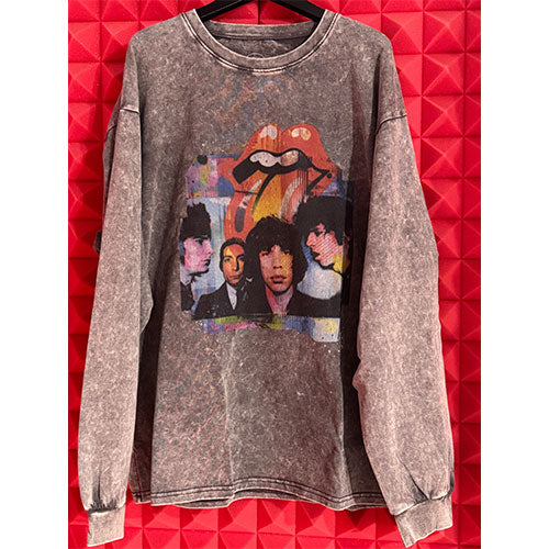 ザ・ローリング・ストーンズ / RS No,9 Harajuku The Rolling Stones Black And Blue Art Band Graphic L/S T-Shirts Gray【グッズ】