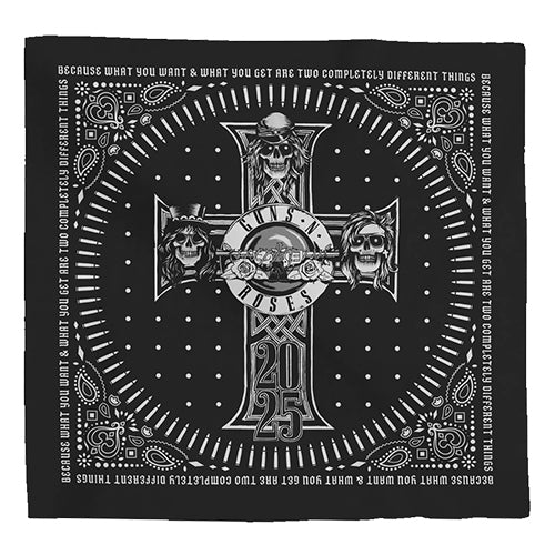 ガンズ・アンド・ローゼズ / Guns N' Roses Japan 2025 Black Cross Bandana【Black】