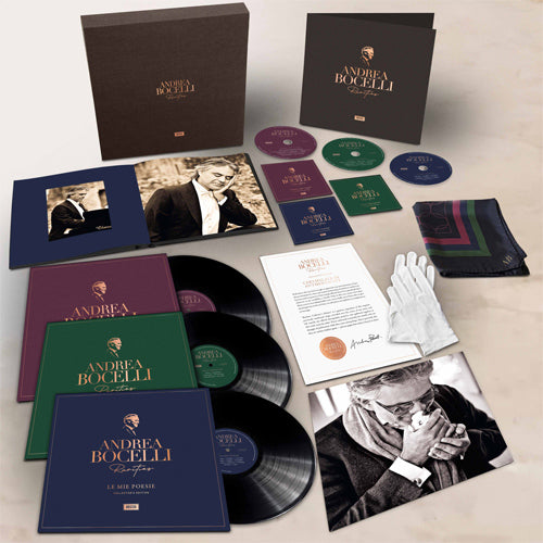 アンドレア・ボチェッリ / レアリティーズ：コレクターズ・エディション【直輸入盤】【限定盤】【UNIVERSAL MUSIC STORE限定盤】【3LP + 3CD Media Box】【180g重量盤3LP】【12インチ ハードカバー・ブック】【イタリア製オーダーメイド・スカーフ：シルク100％ツイル生地、100％コットン取扱用白手袋】【サイン入りアートカード】【アーティスト名とタイトルを箔押しした上質なリネン布貼りボックス】【CD】