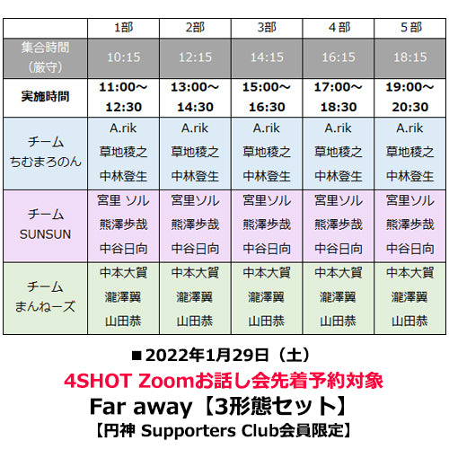 円神 / Far away【3形態セット】【円神 Supporters Club会員限定】【4SHOT Zoomお話し会先着予約対象】【2022年1月29日（土）】【CD MAXI】