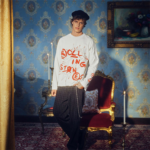 ザ・ローリング・ストーンズ / RS No,9 Harajuku【The Rolling Stones Stones Sun Raw Hem Boxy Fit Long Sleeve T-Shirt】