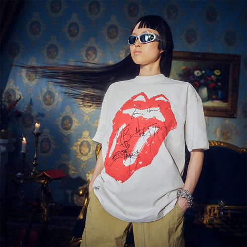 ザ・ローリング・ストーンズ / RS No,9 Harajuku【The Rolling Stones Womens Signature Lick Embroidered Tee】