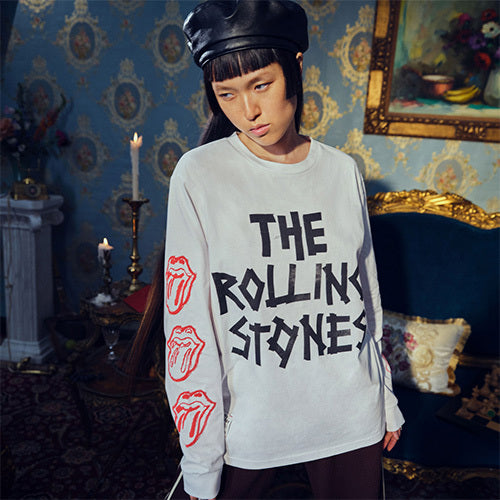 ザ・ローリング・ストーンズ / RS No,9 Harajuku【The Rolling Stones Womens Taped Logo Distressed Long Sleeve Tee】