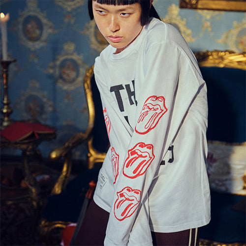 ザ・ローリング・ストーンズ / RS No,9 Harajuku【The Rolling Stones Womens Taped Logo Distressed Long Sleeve Tee】