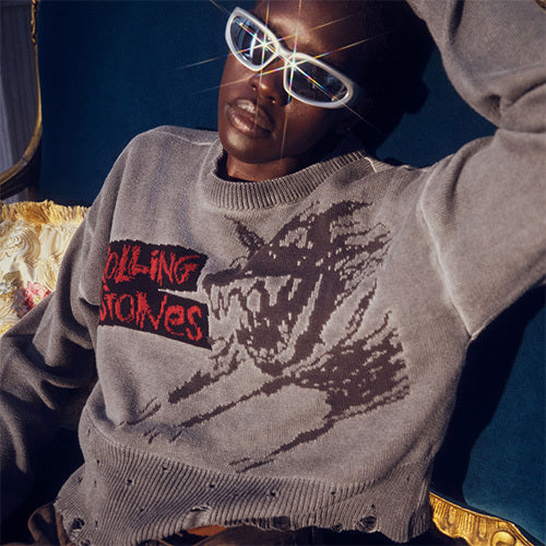 ザ・ローリング・ストーンズ / RS No,9 Harajuku【The Rolling Stones Urban Jungle Distressed Intarsia Sweater】