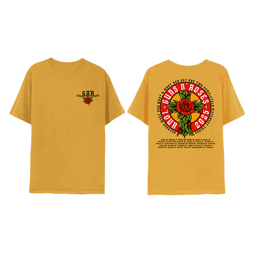 ガンズ・アンド・ローゼズ / Guns N' Roses Japan 2025 Rose Cross Gold T-Shirt