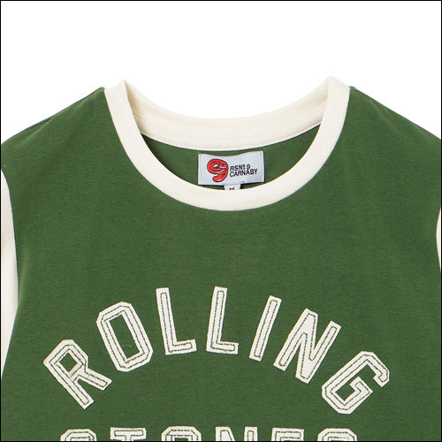 ザ・ローリング・ストーンズ / RS No,9 Harajuku Stones Varsity Chenille Applique Fitted T-Shirt Green【グッズ】
