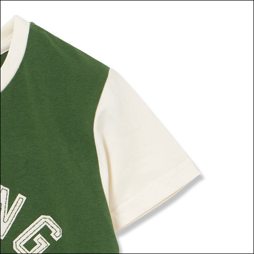 ザ・ローリング・ストーンズ / RS No,9 Harajuku Stones Varsity Chenille Applique Fitted T-Shirt Green【グッズ】