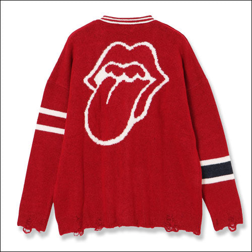 ザ・ローリング・ストーンズ / RS No,9 Harajuku Distressed Varsity Cardigan Red【グッズ】