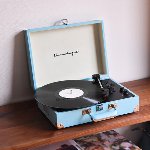 ONKYO / Bluetoothスピーカー内蔵ポータブルターンテーブル「OCP-01」【ソニックブルー】
