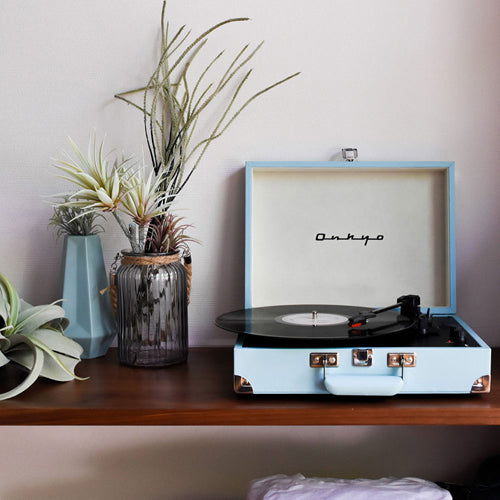 ONKYO / Bluetoothスピーカー内蔵ポータブルターンテーブル「OCP-01」【ソニックブルー】