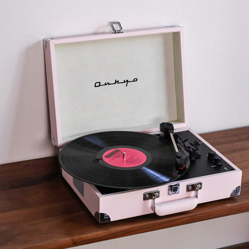ONKYO / Bluetoothスピーカー内蔵ポータブルターンテーブル「OCP-01」【シェルピンク】