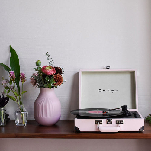 ONKYO / Bluetoothスピーカー内蔵ポータブルターンテーブル「OCP-01」【シェルピンク】