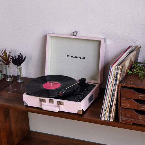 ONKYO / Bluetoothスピーカー内蔵ポータブルターンテーブル「OCP-01」【シェルピンク】