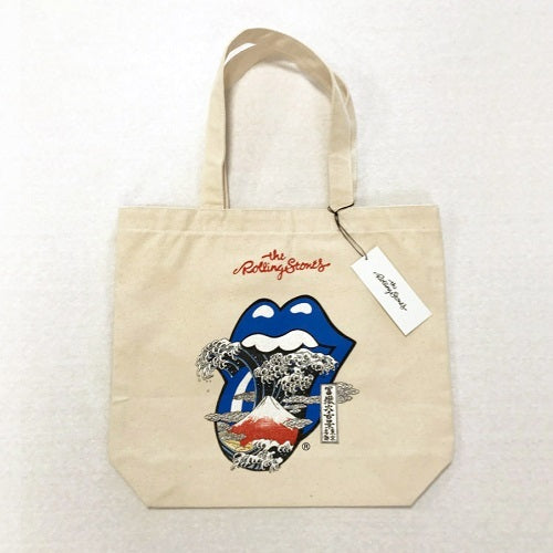 ザ・ローリング・ストーンズ / Ukiyoe X The Rolling Stones blue tongue tote bag (トートバッグ/白 青ベロVer.)【Free】